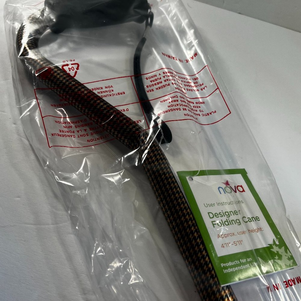 NOVA Houndstooth Designer Walking Cane Stick Adjustable Height Brown Black New